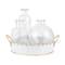 White & Gold Scalloped Metal Tray with 3 Glass Vases by Ashland®